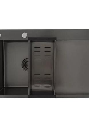 Кухонная мойка gappo gs7850-6l накладная 780x500 мм, поверхность pvd, чаша левая