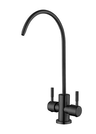 Eko4s-13-black моно кран-фасетка подвійний повор. вилив нерж. гайка (black) {20/1}