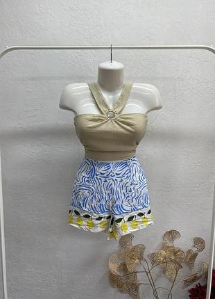Primark легенькі віскозні шорти з лимонами шортики