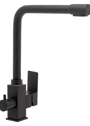 Смеситель для кухни на две воды wezer pro4c-02-black, нержавеющая сталь, черный