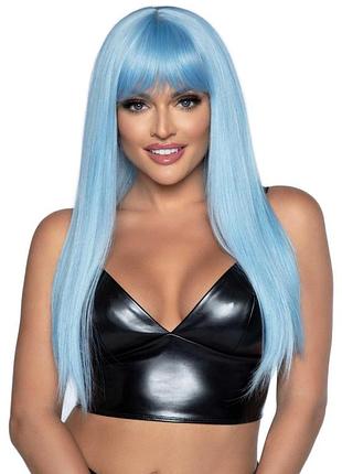 Довга блакитна перука leg avenue long straight bang wig blue, гладенька, 61 см sexstyle