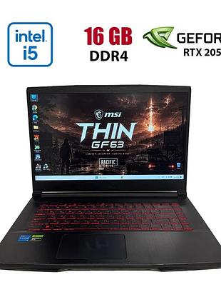 Игровой б-класс ноутбук msi thin gf63 12ucx / 15.6" (1920x1080) ips / intel core i5-12450h (8 (12) ядер по 3.3 - 4.4 ghz) / 16 gb