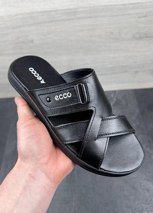 Чоловічі шкіряні шльопанці ecco чорні