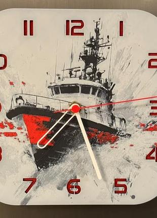 Настінний годинник "морський патруль" 3d-друк, квадратний, 245 мм