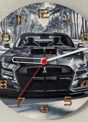 Настінний 3d-годинник ford mustang shelby gt500 — об'ємний декор, 170мм