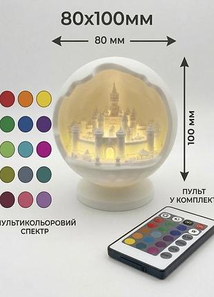 Нічник куля led для декору з замком всередині – 3d друк, декоративний світильник, подарунок