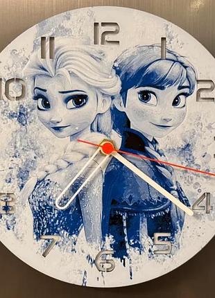 Настенные часы "frozen: эльза и анна" 3d-печать, 245 мм - сказочный декор для детской комнаты и подарок для фанатов disney