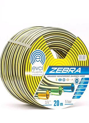 Шланг для полива evci plastik zebra пвх ø3/4", двухслойный, армированный, бухта 30 м