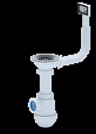 Сифон для кухонної мийки ani-plast a0145s, 3 1/2" x 40 з гнучким переливом, без випуску