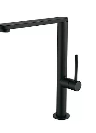 Eko4g-01 black кухня одноваж. вис. поворот. вилив нерж.сталь гайка ø25 (black)** {10/1}