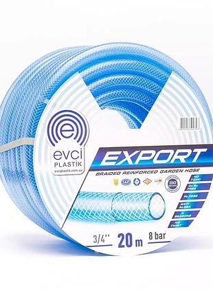 Шланг для полива evci plastik export пвх ø3/4", трехслойный, армированный, бухта 20 м