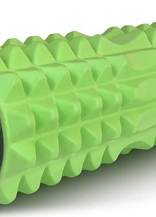 Массажный ролик easyfit grid roller 33 см v.1.2 с заглушками с двух сторон (фиолетовый) салатовый
