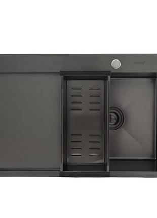 Кухонная мойка gappo gs7850-6r накладная 780x500 мм, поверхность pvd, чаша правая
