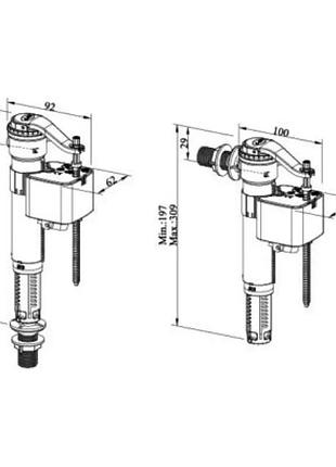 Клапан для бачка унитаза gappo g1892.03 универсал 3/8", подвод нижний, боковой