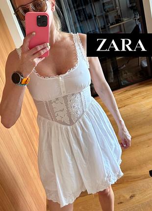 Сукня жіноча біла корсетна zara з мереживом