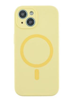 Чехол накладка с рамкой камеры glow silicone case magsafe apple iphone 13 yellow (36072_3606353)