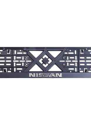 Рамка номера nissan "защелка" 3d надпись хромированный (полип./гибкий морозостойкий)