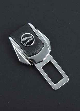 Заглушка ременя безпеки метал "jaguar" (1шт) цинк.сплав + шкіра (тип №2)