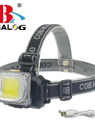 Фонарик налобный x-balong 6658a 5w cob аккумуляторный