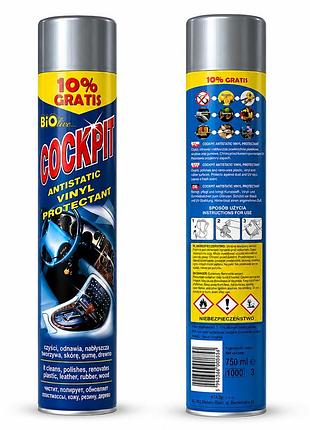 Полироль торпеды спрей 750ml "bio-line" cockpit экзотика (exotic) (24шт/уп)