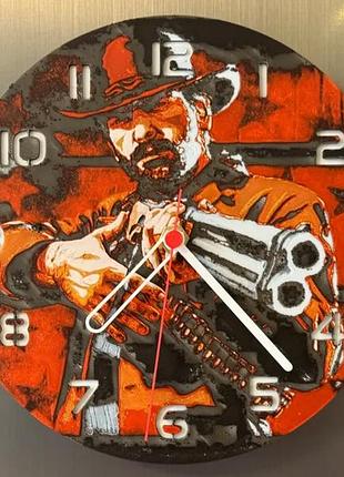 Настінний годинник "red dead redemption 2" 3d-друк, унікальний декор для геймерів та фанатів вестернів 170mm