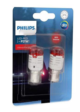 Світлодіод 12v (цок.ba15s) p21 led "philips" (11498u30rb2) red ultiton pro3000 (2шт.блист.)