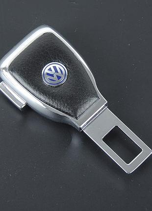 Заглушка ременя безпеки метал "volkswagen" (1шт) цинк.сплав + шкіра + вхід під ремінь (№5)