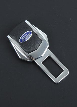 Заглушка ременя безпеки метал "ford" (1шт) цинк.сплав + шкіра (тип №2)