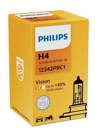 Лампа 12v h4 60/55w + 30% premium "philips" (12342prc1) (1шт/уп.)