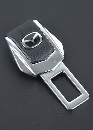Заглушка ременя безпеки метал "mazda" (1шт) цинк.сплав + шкіра (тип №2)