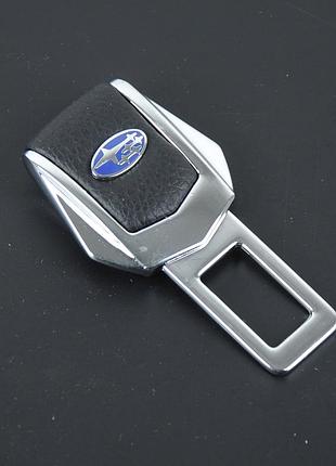 Заглушка ременя безпеки метал "subaru" (1шт) цинк.сплав + шкіра (тип №2)