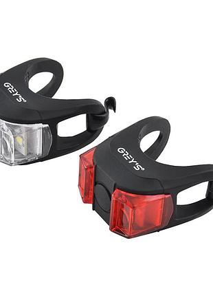 Набір вело світла 2xleds 3-7lm/2xcr2032/3реж. роботи/вологонепр,/red-white(2шт) greysled №gr13100