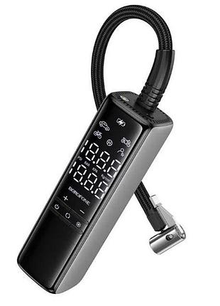 Компрессор borofone fc1 12v/кабель 3м/530г(без кабеля)/3,5 бар/52x53x171мм (черно-серый)