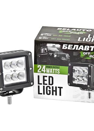Фара-led квадрат 24w 80*75*82mm (4w*6) 10-30v ближнє/flood "belauto" (bol0604 flood) (1шт)