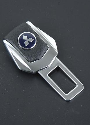 Заглушка ременя безпеки метал "mitsubishi" (1шт) цинк.сплав + шкіра (тип №2)