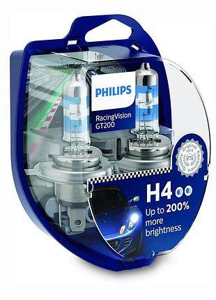 Лампа 12v h4 60/55w +200% racing vision "philips" gt200 (box-2шт) (12342rgts2)