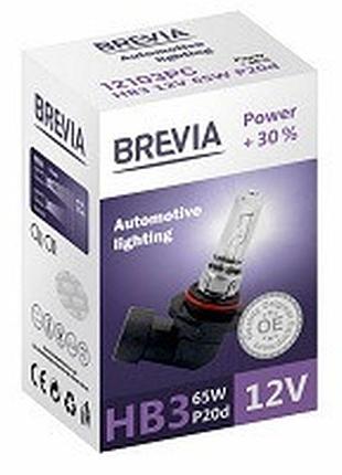 Лампа 12v hb3 65w + 30% "brevia" (1шт) (12103pc) (10шт/уп)