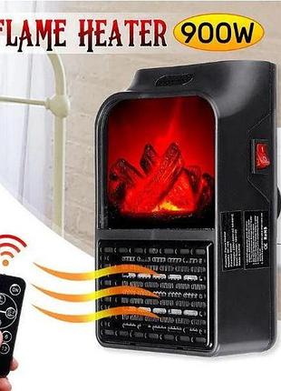 Теплоелектро-вентилятор 220v 900w "flame heater" імітація каміна з пультом