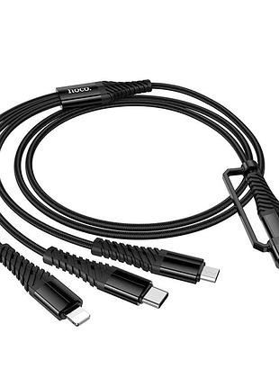 Кабель usb 6в1: hoco x123 lighting-microusb-type-c 1m black