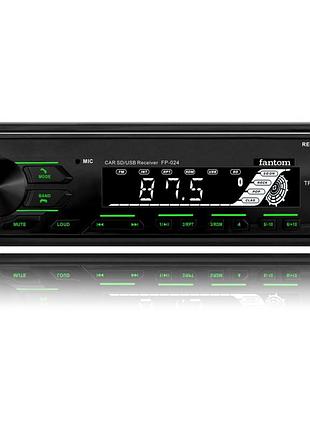 Автомагнітола fantom fp-024 (black/green)/usb/microsd/4x50w/ 24v