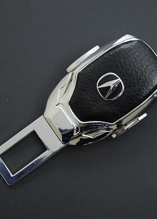 Заглушка ремня безопасности металл "acura" (1шт) цинк.сплав + кожа "fly" (тип no3)