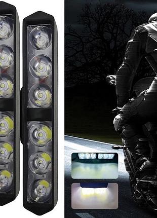 Фара-led прямоугольник 6w (0.5w*12) 9-85v 150*35*30mm ближний+страбоскоп bb666 (2шт/уп)