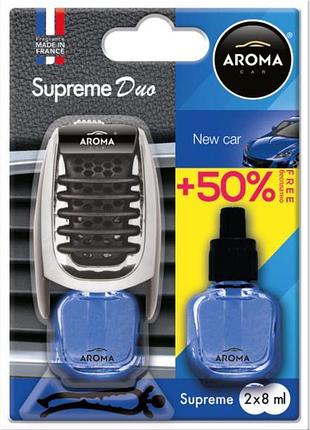 Освежитель жидкий на обдув 2*7ml - "aroma" - supreme duo slim - new car (новая машина) (10шт/уп)