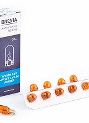 Лампа 12v (бесцок.) w5w "brevia" (12309c) amber (уп.10шт)