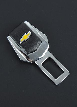 Заглушка ременя безпеки метал "chevrolet" (1шт) цинк.сплав + шкіра (тип №2)