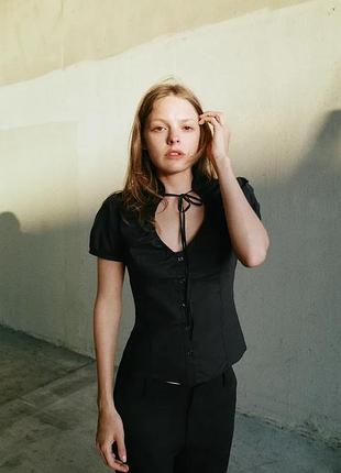 Топ из поплина с завязками