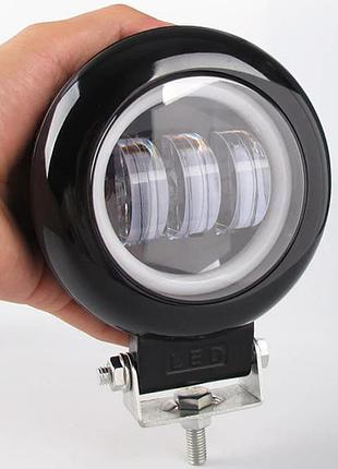 Фара-led круг 45w (15w*3) 10-30v ø 115*60mm ближнє/flood лінзована premium+дхо+angel eye 89-45bc