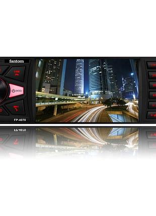 Автомагнітола fantom fp-4070 (black/red) 4.0"/ вхід камери зад. виду, 2 виходи rca/bluetooth/4х50w