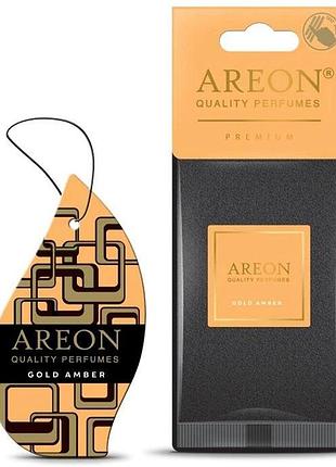 Освежитель сухой лист - "areon" - premium - gold amber (золотой янтарь) (10шт/уп)