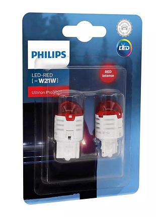 Світлодіод 12v (бесцок.) w21 "philips" (11065u30rb2) led red ultinon pro3000 (2шт.блист.)
